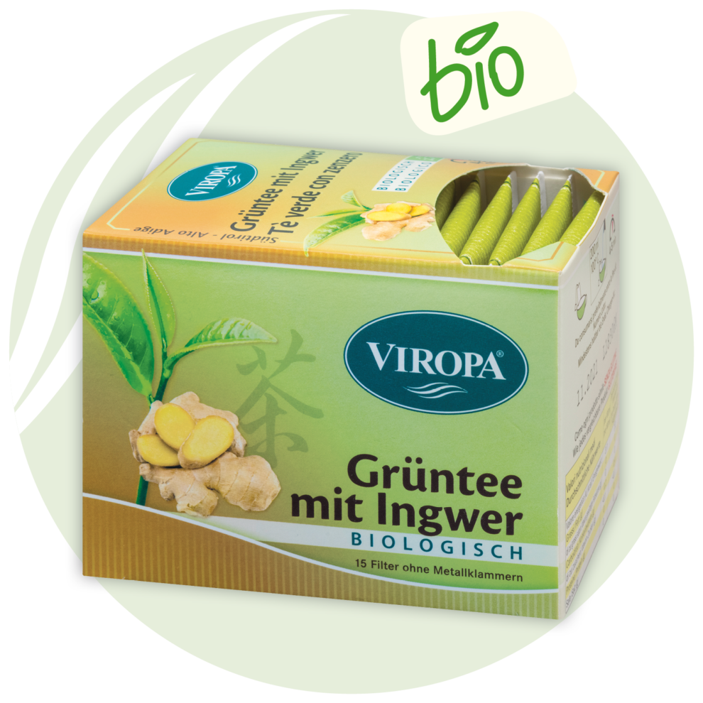 Viropa Bio-Früchtetee Grüntee und Ingwer 15 Beutel 22,5g