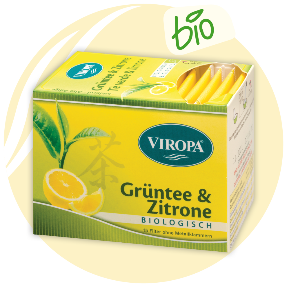 Viropa Bio-Früchtetee Grüntee und Zitrone 15 Beutel 25,5g