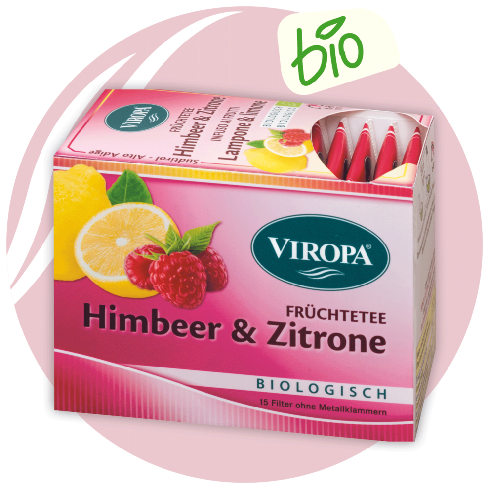 Viropa Bio-Früchtetee Himbeere und Zitrone 15 Beutel 40,5g