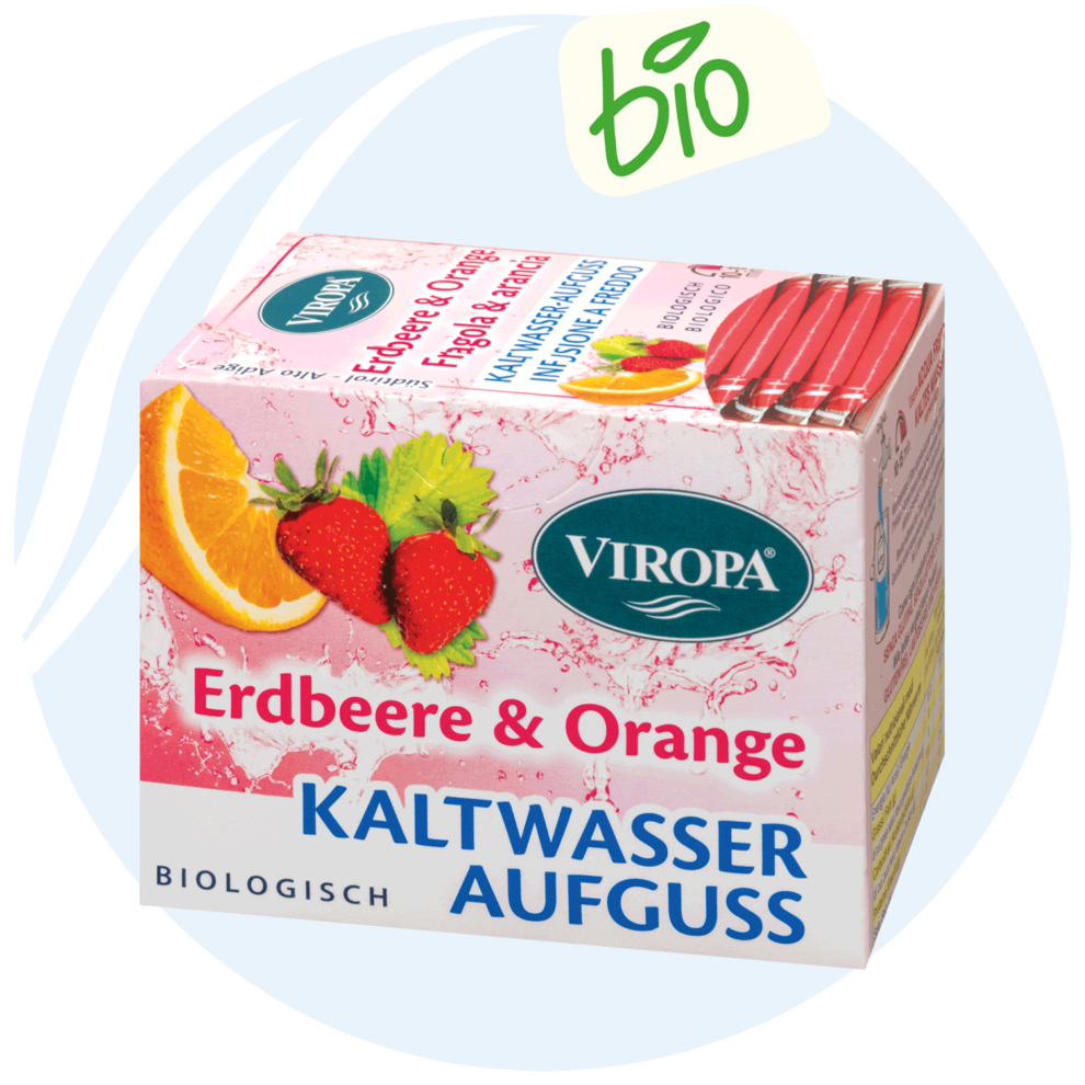 Viropa Bio-Kaltwasser Aufguss Erdbeere und Orange 15 Beutel 40,5g