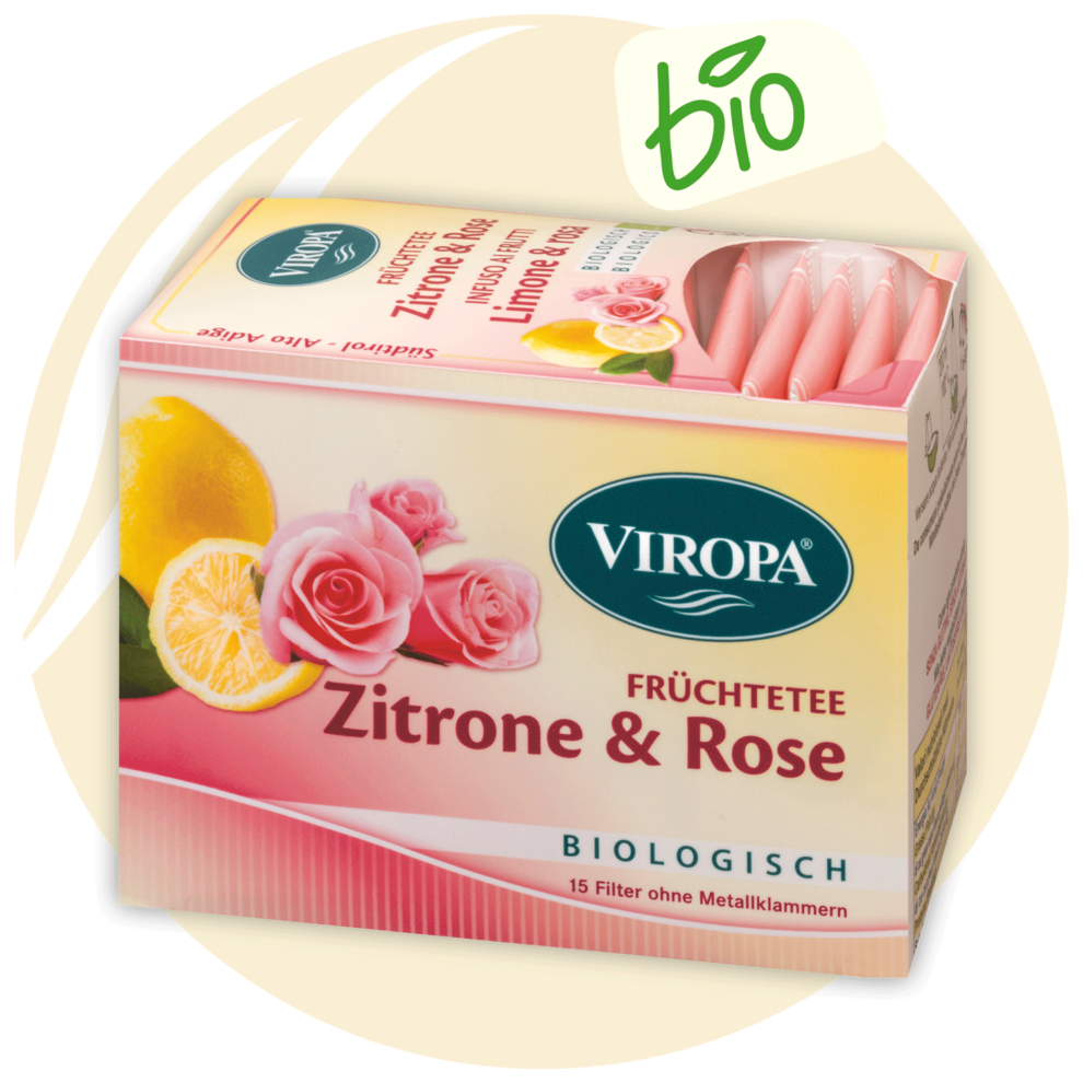 Viropa Bio-Früchtetee Zitrone und Rose 15 Beutel 36g