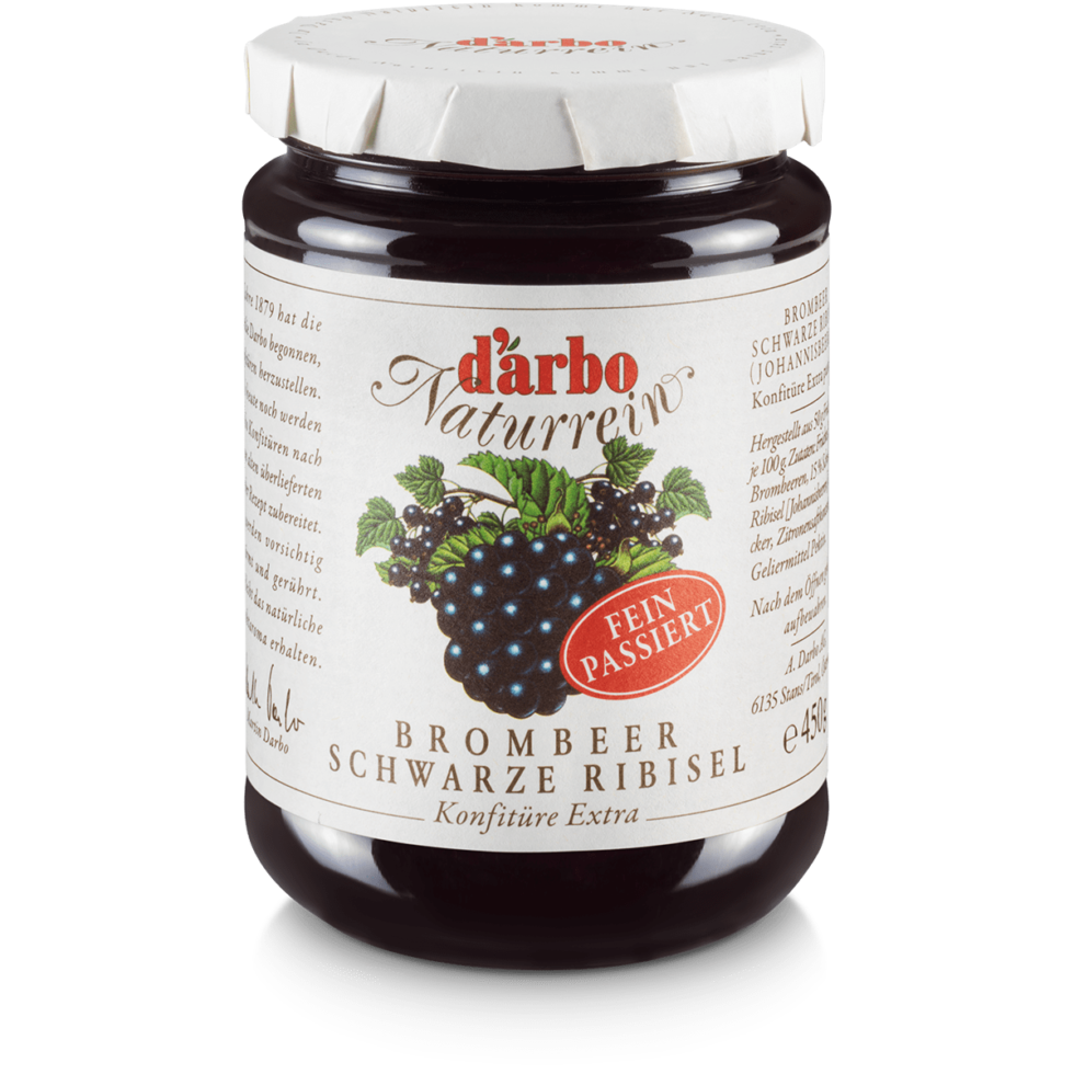 Dárbo Fruchtaufstrich Naturrein Brombeere mit Schwarze Johannisbeere (Passiert) 450g