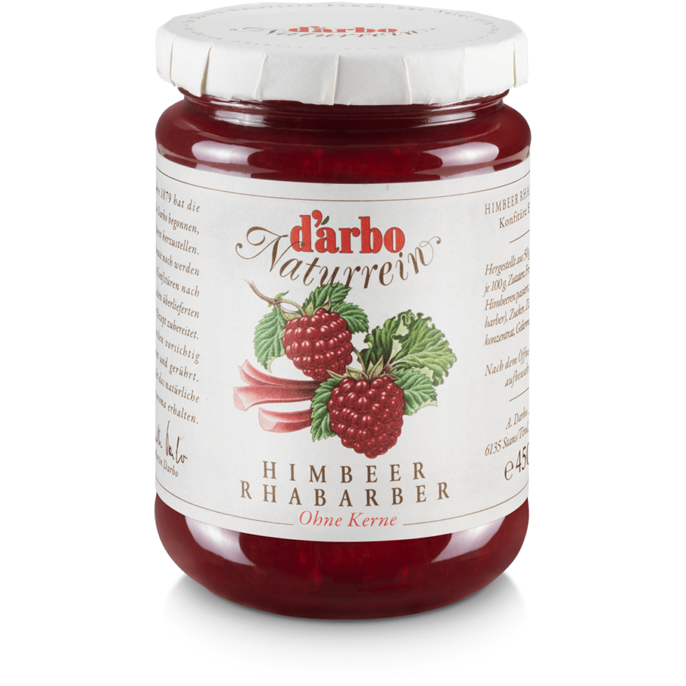 Dárbo Fruchtaufstrich Naturrein Himbeere mit Rhabarber 450g