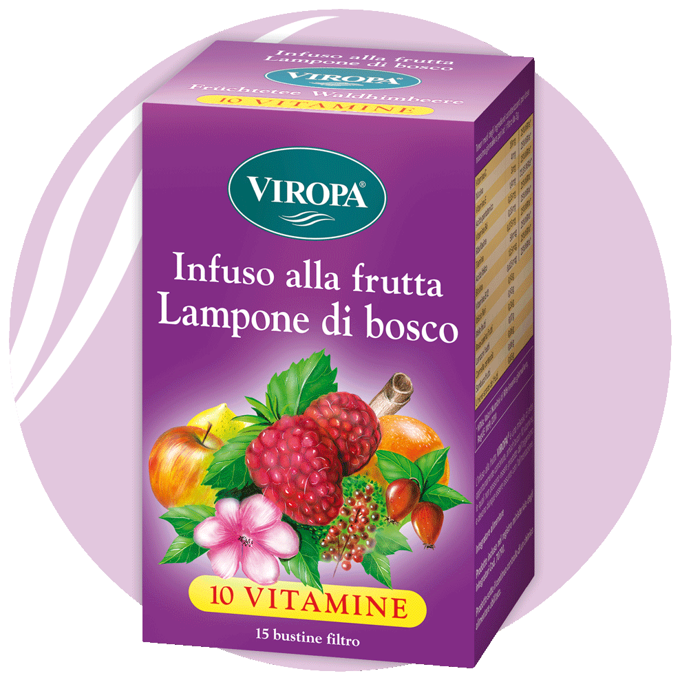 Viropa Früchtetee Waldhimbeere 10 Vitamine 15 Beutel 45g