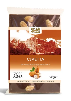 Walde Schokolade 70% Civetta mit Mandeln 90g