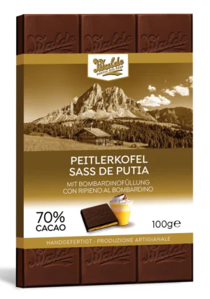 Walde Schokolade 70% Peitlerkofel mit Bombardinofüllung 100g
