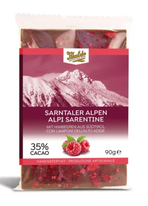 Walde Schokolade 35% Sarntaler Alpen mit Himbeeren aus Südtirol 90g