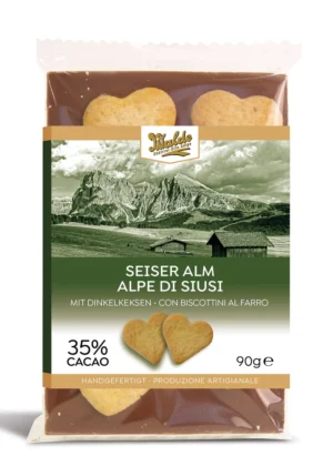 Walde Schokolade 35% Seiser Alm mit Dinkelkekse 90g