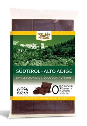 Walde Schokolade 65% Südtirol dunkle Schokolade ohne Zucker 90g