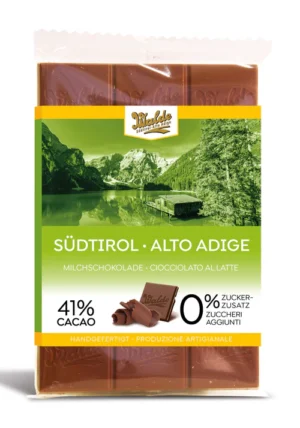 Walde Schokolade 41% Südtirol Milchschokolade (ohne Zucker) 90g