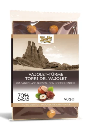 Walde Schokolade 70% Vajolet Türme mit ganzen Nüssen 90g