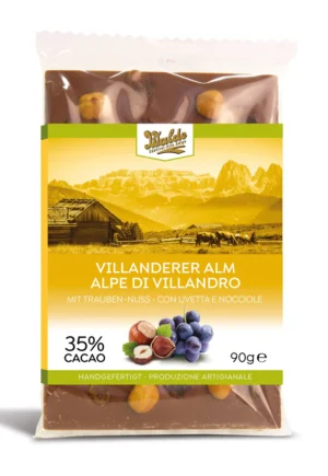 Walde Schokolade 35% Villanderer Alm mit Trauben und Nuss 90g