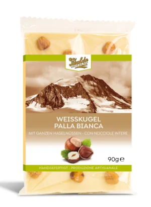 Walde Schokolade Weißkugel mit ganzen Haselnüssen 90g
