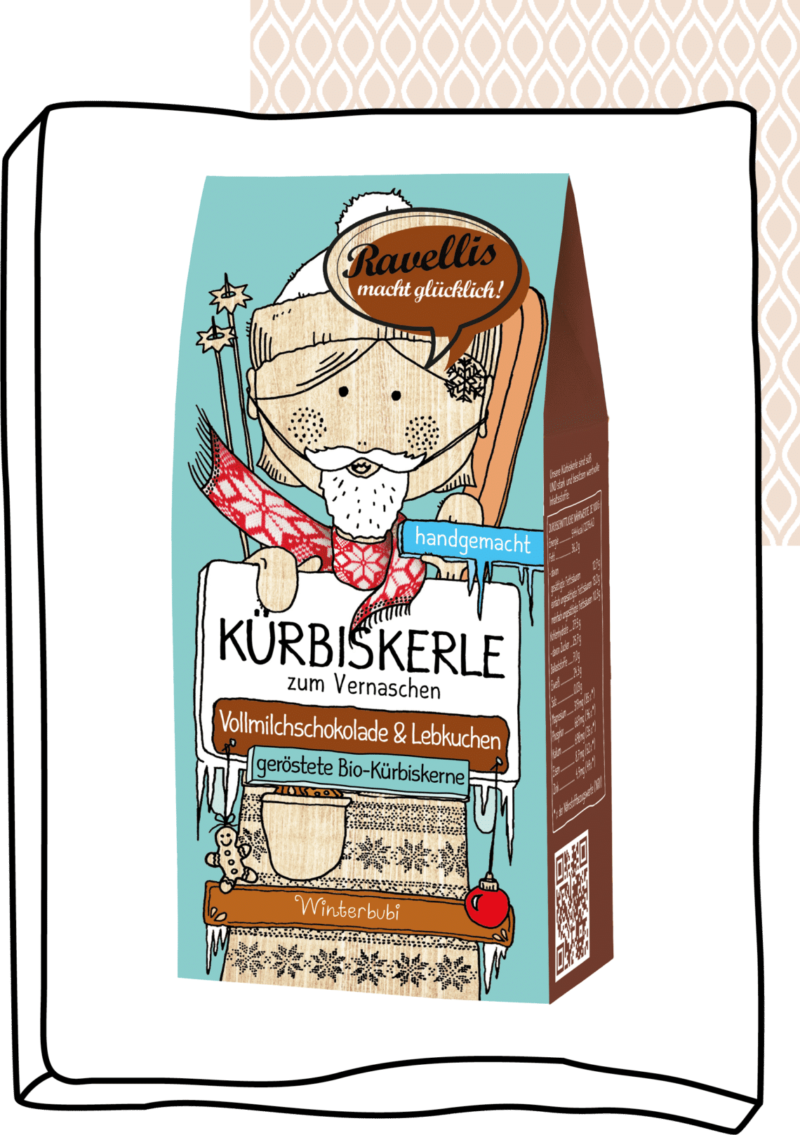Revellis Kürbiskerne mit Schokomantel Winterbubi 80g