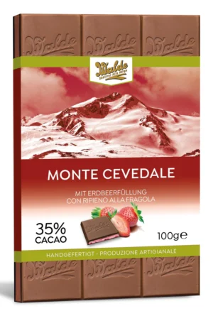 Walde Schokolade 35% Monte Cevedale mit Erdbeerfüllung 90g
