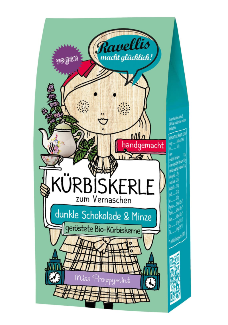 Revellis Kürbiskerne mit Schokomantel Miss Preppymint (Vegan) 80g