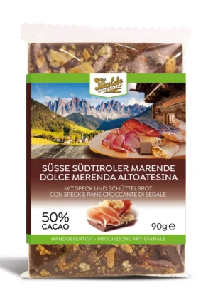 Walde Schokolade 50% Süße Südtiroler Marende mit Speck und Schüttelbrot 90g