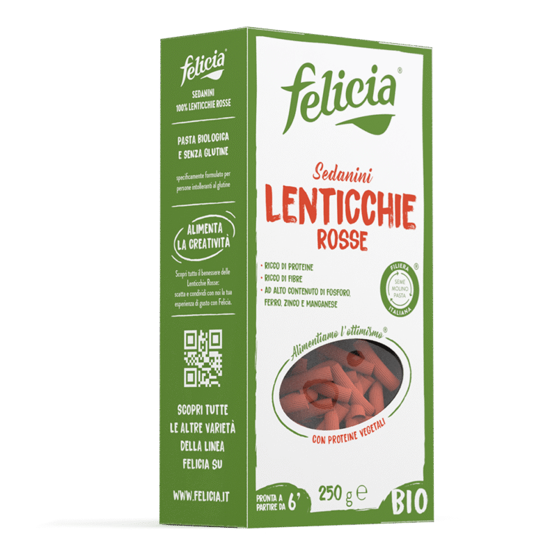 felicia Bio Rote Linsen Nudel Sedanini (Glutenfrei) 250g