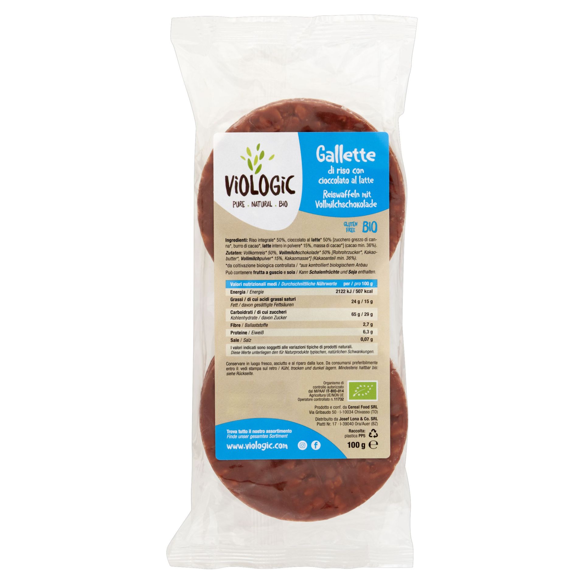 ViOLOGiC Bio Reiswaffeln mit Vollmilchschokolade 100g