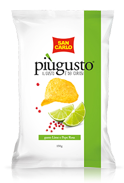 San Carlo Piúgusto Kartoffelchips Limetten und Rosa Pfeffer 150g