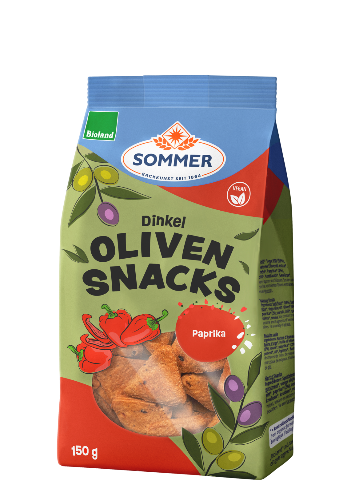 Sommer Bio Dinkel Olivensnacks mit Paprika 150g