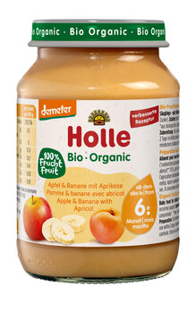 Holle Bio Babynahrung Apfel&Banane mit Aprikose 190g