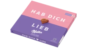 Milka Pralinés Hab Dich Lieb mit Erdbeercreme 110g