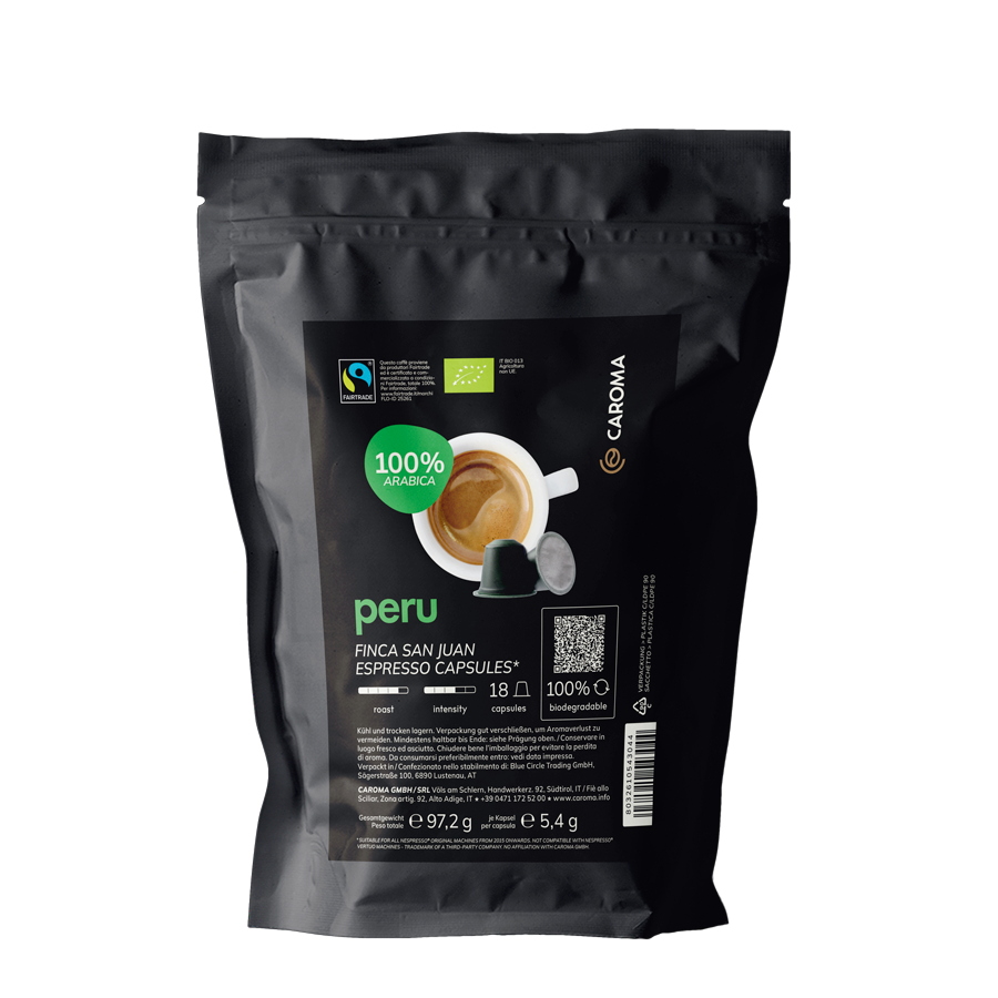 Caroma Kaffee Espresso Kapseln Peru Finca San Juan 97,2kg