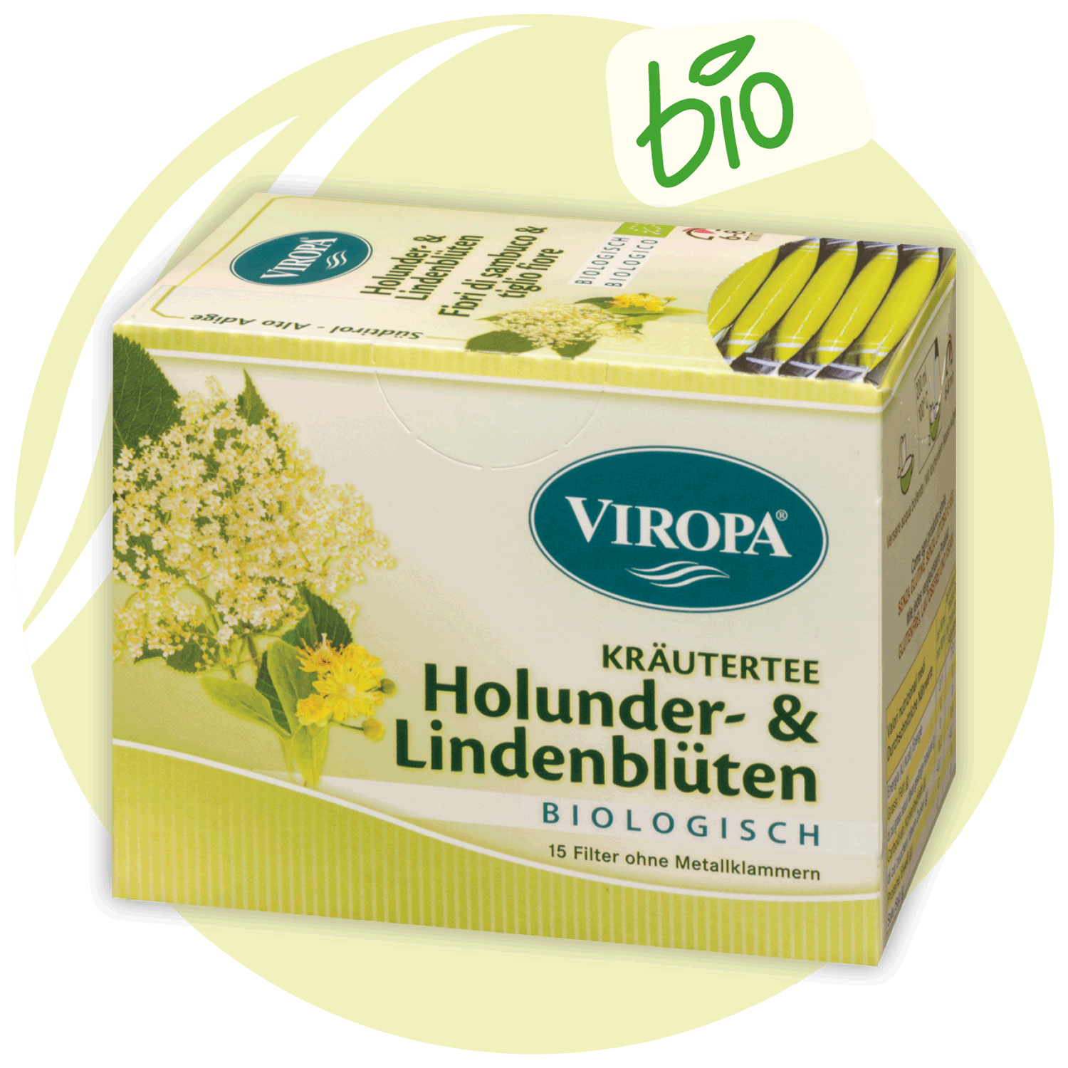 Viropa Bio-Kräutertee Holunder-Lindenblüten Tee 15 Beutel 21g
