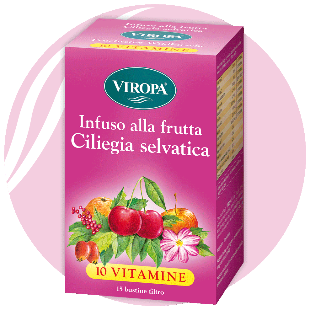 Viropa Früchtetee Waldkirsche 10 Vitamine 15 Beutel 45g